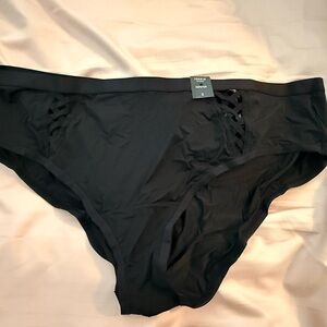 Torrid Black Hipster Bikini Bottom with Lattice Detail